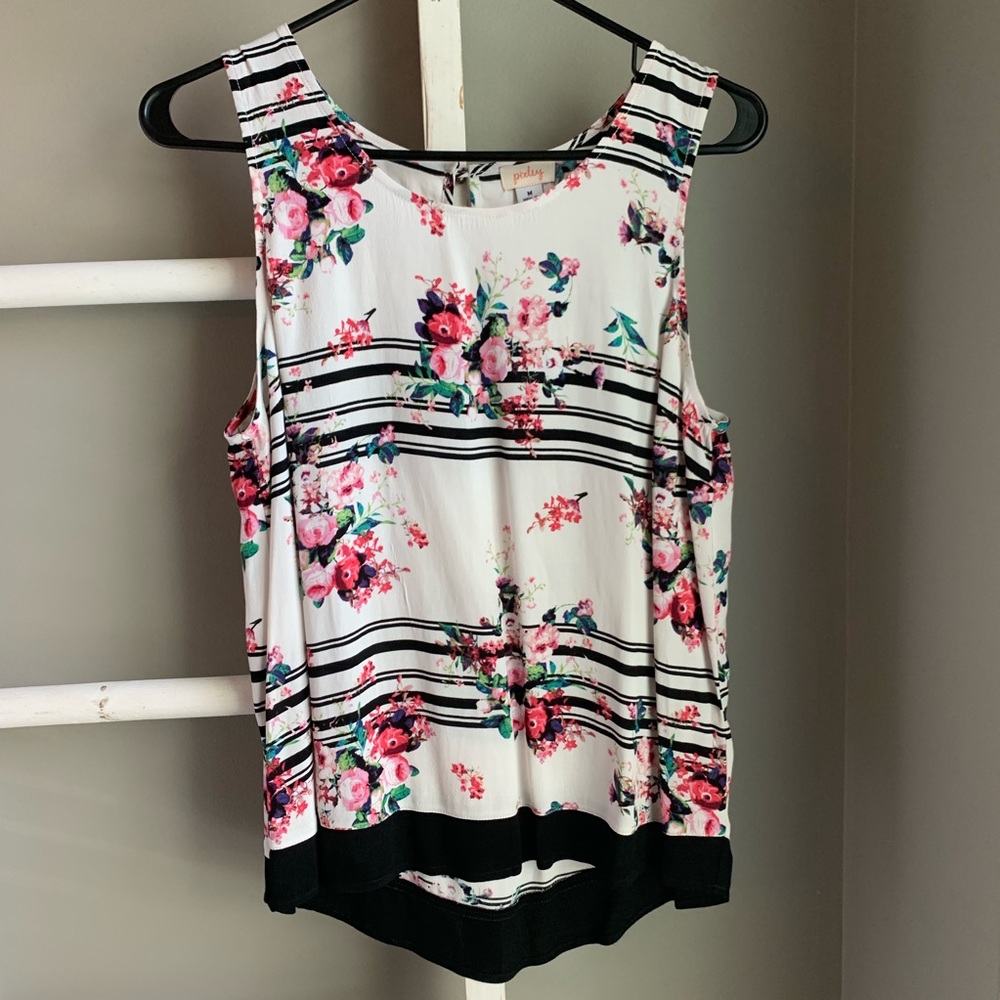 Black and white floral tank top